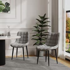 Image of SET OF 2 NOVA MODERN VELVET DINING CHAIR PADDED SEAT METAL LEGS KITCHEN