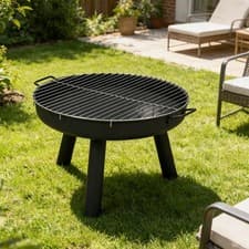 Image of 70CM Round Metal Fire Pit Garden Patio Camping Heater Log Burner Bowl BBQ Gril