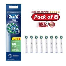 Image of UK Oral-B Pro Cross Action Replacement Toothbrush Heads WHITE - Pack of 8
