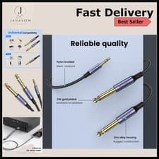 Image of Nylon Braided 3.5mm to Dual 6.35mm Audio Y-Cable - 32.8FT Professional Grade