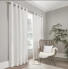 Image of Appletree - White Dot Curtains W90 x L90 (229 x 229cm) - 100% Cotton - 2 Panels