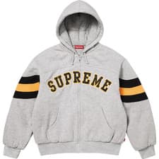 Image of Supreme Puffy Zip Up Hoodie Heather Grey XXL 2XL SS26 Deadstock NWT Authentic