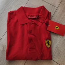 Image of FERRARI Classic Red Authentic Polo Shirt Cotton Men's SIZE 'L' New