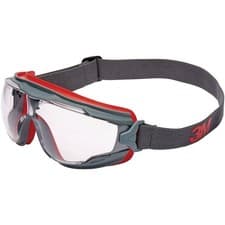 Image of 3M GG501 Goggle Gear 500 Safety Goggles Anti-Fog Coating Grey Red