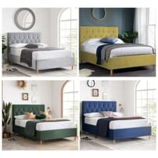 Image of Ottoman Bed, Loxley Blue, Green, Grey or Mustard Bed, 3 Size, 4 Mattress Options