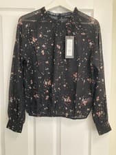 Image of French Connection Carina Georgette High Neck Top Size Small New With Tags