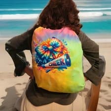 Image of Cheerleader Backpack School Travel Bookbag Pastel tie-dye Hand Done 100% Cotton