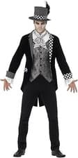Image of Official Deluxe Mad Hatter Mens Fairytale Fancy Dress Halloween Costume Black XL