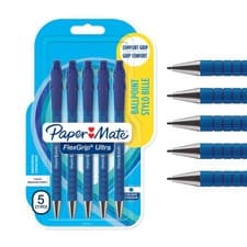 Image of Paper Mate Flexgrip Ultra Retractable Ballpoint Pens 5CT Medium Point 1.0mm Blue