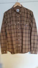 Image of Pretty Green Willowbank Checked Shirt Khaki Medium Brand New