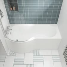 Image of Nuie P-Shaped Shower Bath 1600mm x 700mm/850mm - Left Handed (inc Leg Set)