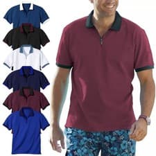 Image of Mens Polo Shirts Short Sleeve Regular Fit Pique Work Casual Breathable Plain Top