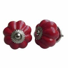 Image of Dark Red Star Shaped Cupboard Door Knob Octagonal | Drawer Pull