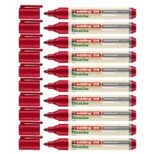 Image of edding 28 EcoLine Red Whiteboard Markers with Bullet Tip - 10 Pack (4-28002)