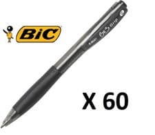 Image of Bic Bu3 Comfort Grip Black Ink Biro Pens Retractable Medium Ballpoint 2-60 pens