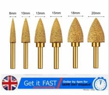 Image of 8-25mm Diamond Grinding Burr Head Bits 6mm Shank for Milling Polishing Buffing
