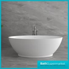 Image of Bainlo Solice White Oval Freestanding Bath 1600 x 770mm – Unbeatable Deal