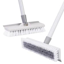Image of Long Handle Floor Scrub Deck Brush Push Broom Stiff Bristle Brush With Squeegee