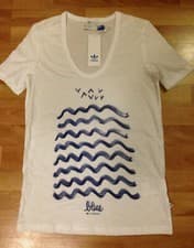 Image of New Adidas Originals White Wave Pattern Womens T-Shirt