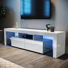 Image of TV Stand 160cm High Gloss TV Unit Cabinet Sideboard With LED Light & Drawers