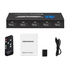 Image of HDMI Switch 5 in 1 Out 4K@60Hz, 5x1 HDMI Switcher HDMI Selector Box w/IR Remote