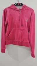 Image of JUICY COUTURE /pinkOUTLINE DIAMANTE VELOUR ZIP-THROUGH HOODIE /M/NEW WITH TAGS