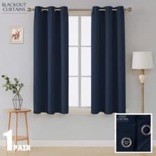 Image of Thermal Blackout Curtains Eyelet Ring Top Ready Made Pair Energy Save +Tie Backs