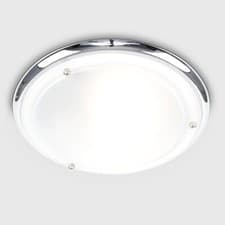 Image of Bathroom Ceiling Lights IP44 Round Glass Shades Flush Fitting LED Light Bulb