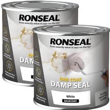 Image of RONSEAL One Coat Damp Seal Paint White Permanently Covers Damp Stains 250ml x2