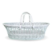 Image of Clair de Lune White Wicker Baby Moses Basket with Handles New born  68 x 30 cm