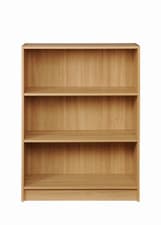 Image of Low Wide Bookcase with 4 Shelves Adjustable Modern Home Office Storage