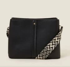 Image of ☆☆ New without tags. Accessorize Leather Webbing Strap Crossbody Bag Black ☆☆