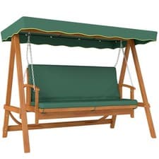 Image of Outsunny 3 Seater Wooden Garden Swing Chair Seat Hammock Bench Lounger Bed