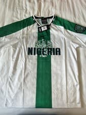 Image of LARGE NIGERIA 1996 AWAY WHITE & GREEN SHIRT
