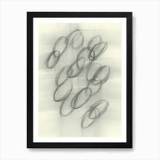 Image of charcoal drawing abstract oval circ Framed Wall Art Poster Canvas Print Picture