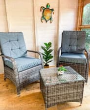 Image of Rattan Bistro Set Garden Patio Furniture Wicker Conservatory 2 Chair Glass Table