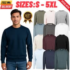 Image of Mens Sweatshirt Heavy Blend Crew Neck Plain Jumper Pullover Casual High Quality