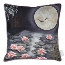 Image of The Chateau by Angel Strawbridge Blue Sofa Cushion Moonlight Dusk Lily Full Moon