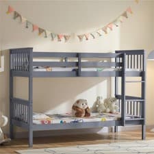 Image of Bunk Bed High Sleeper Solid Wood Frame Slats Childrens Kids Single 3FT Grey