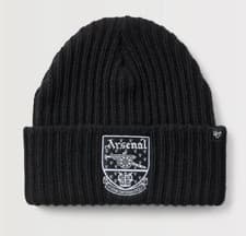Image of Arsenal Adult Beanie 47 Brand Black Football Hat - New