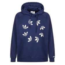 Image of Adidas Originals Trefoil Hoodie Shattered Design Navy Blue Overhead Top Mens XS