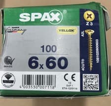 Image of SPAX YELLOX Wood Screws 6 x 60mm Countersunk Pozi Z3 4CUT 100 Pack