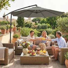 Image of 3 m Garden Cantilever Parasol with Cover, Overhanging Umbrella