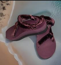 Image of TEVA  PURPLE VELVET FLATFORM UNIVERSAL PLATFORM SANDALS, WOMEN UK 5/EUR 38~New 