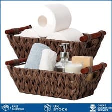 Image of Chic Decorative Wicker Storage Baskets with Handles - Perfect for Living Spaces