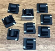 Image of 10x BLACK SELF ADHESIVE NYLON CABLE CLIPS SIZE MEDIUM 25mm x 25mm FOR 10mm CABLE