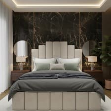 Image of Veera Beds and Mattress Stratford Upholstered Bed Frame Luxury Plush Velvet UK