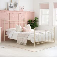 Image of Traditional Metal Bed, Emily Black or White High Foot End, Size/Mattress Options