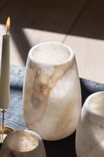 Image of Egyptian Tealight Tear Drop Shape, Alabaster candle holder, Alabaster stone