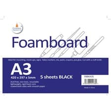 Image of Cathedral Products FBBKA35 Foamboard Black 5mm A3 (297 x 420mm) 5pk